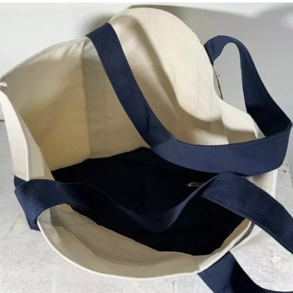 2 TRADER JOES HEAVY DUTY LARGE COTTON CANVAS FASHION TOTE /SHOULDER BAG NAVY NWT - Picture 6 of 10